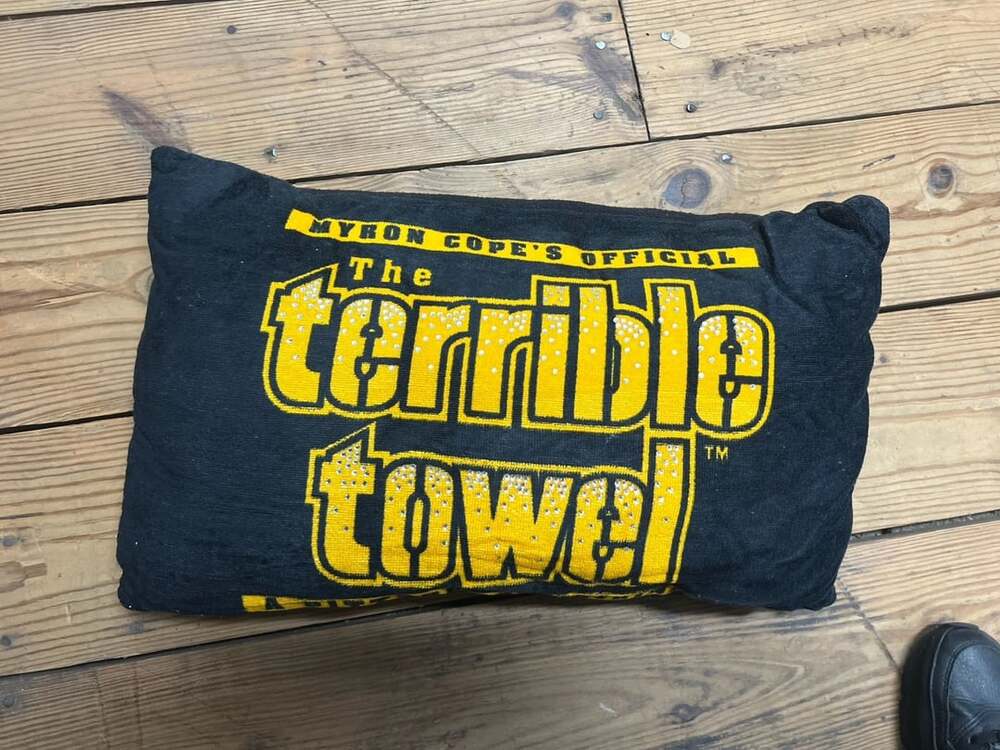 Pittsburgh Steelers Terrible Towel Pillow Rhinestone Black